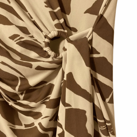 New York & Company Size XS Womens Dress Brown Beige Wrap Knee Length - Picture 5 of 7